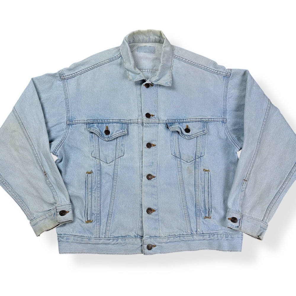 VTG Levi's 70507-4804 Light Denim Trucker Jacket Mens XL Blue‎ USA Black Tab